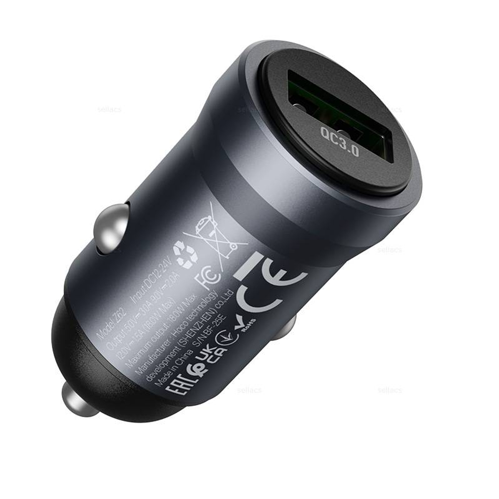 Автомобильное зарядное устройство Hoco Z62 QC3.0 (metal grey)