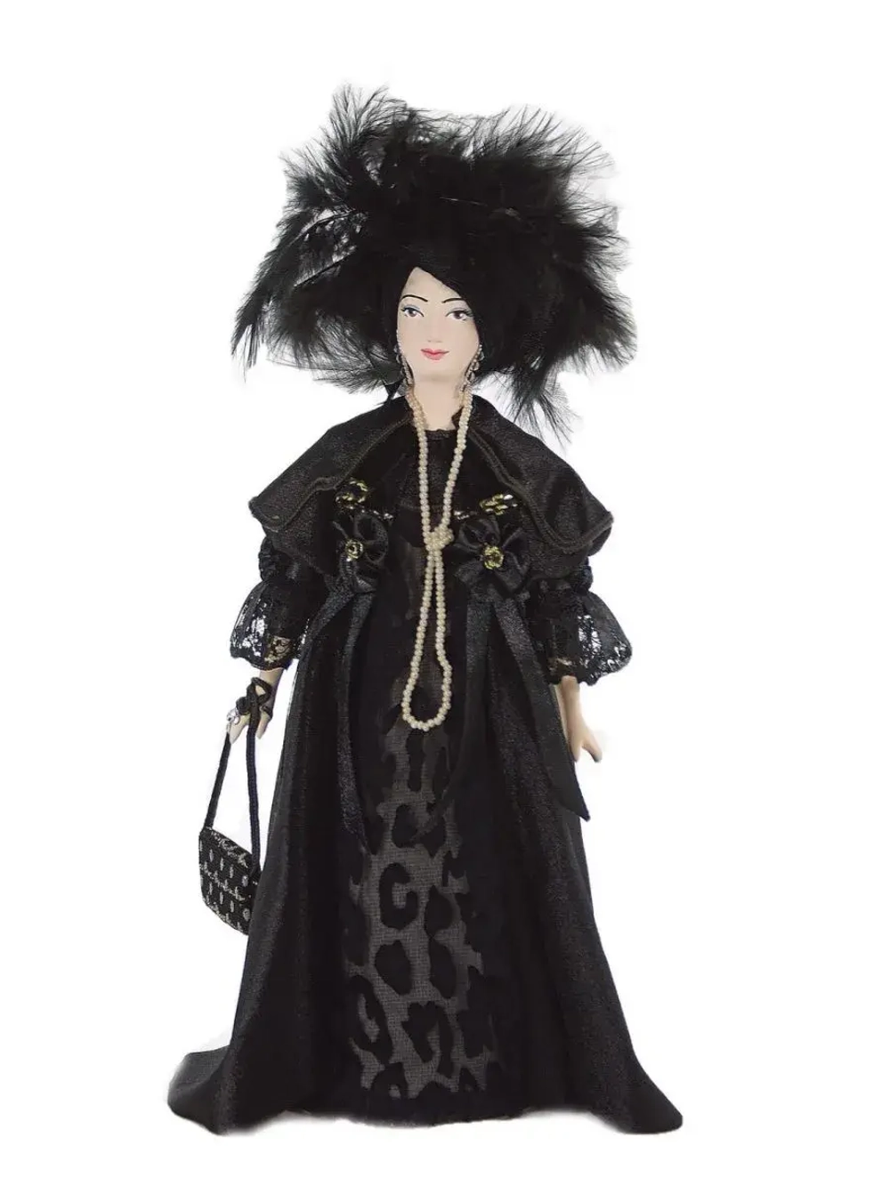 Кукла фарфоровая Светская дама в черном