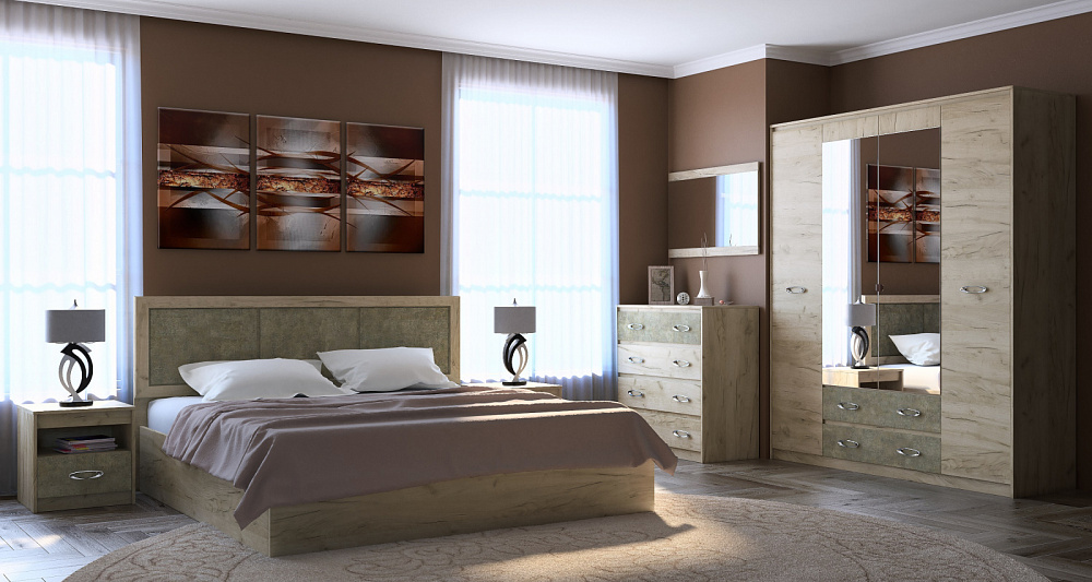 Шкаф 3-х ств с ящиками Дакота серый крафт/тиз серый  540