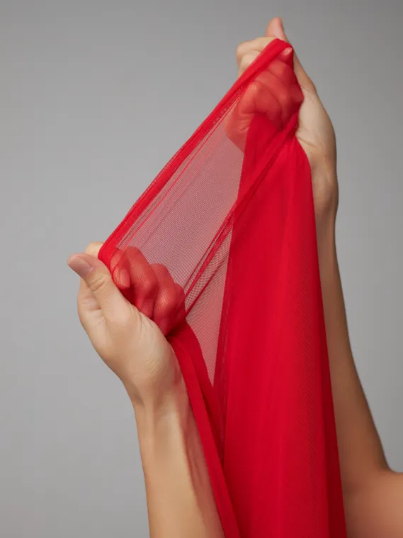 Сетка эластичная Lauma с эффектом голого тела, красный 100