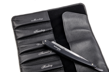 Футляр  для бритв "неделька"  Exporter Solingen, черная кожа