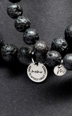 Браслет "Memo about Intention" из вулканической лавы 8 мм с подвеской