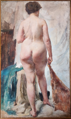 [Экспертиза ГРМ]. Тихов В.Г. Обнаженная. Холст, масло. СССР. 1916.