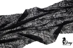 Кружевное эластичное полотно (сетка), цветы, черный