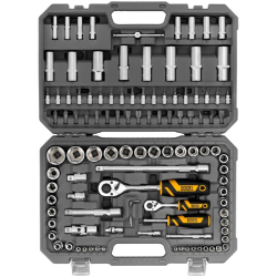Набор инструментов, 1/2", 1/4", CrV, S2, пластиковый кейс, 109 предметов// Denzel [15814]