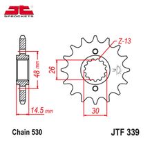 JT JTF339.15 звезда передняя (ведущая) , 15 зубьев