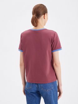 Женская футболка с вышивкой "Лисичка" бордо/голубой - folly dot.