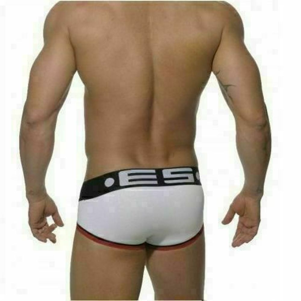 Мужские трусы брифы белые с черным поясом ES White 58 Brief