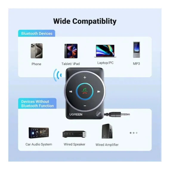 Ugreen CM723 Car Bluetooth 5.3 Receiver Audio Adapter Black