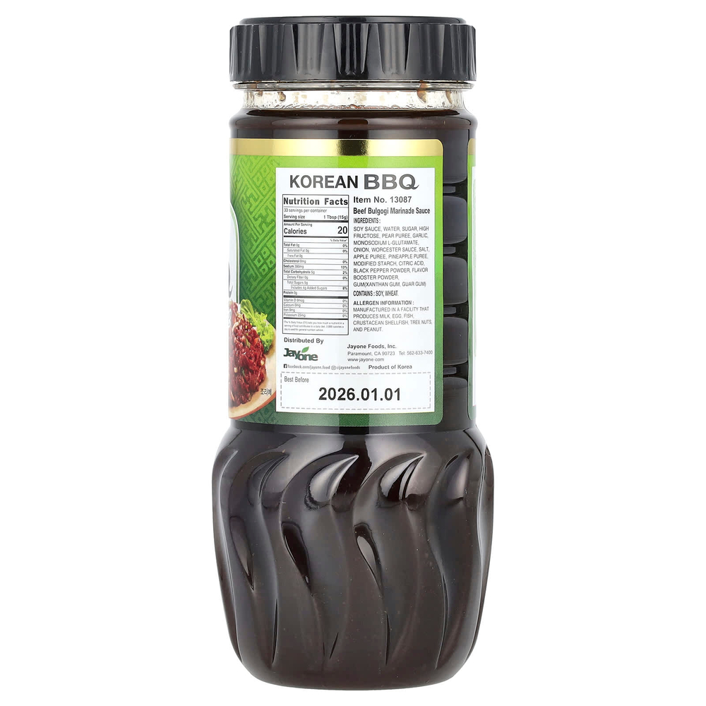 Jayone, Корейский соус для барбекю, маринад из говядины булгоги, 500 г (17 жидк. унц.)