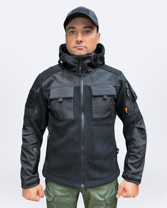 Флисовая кофта с капюшоном, Черный