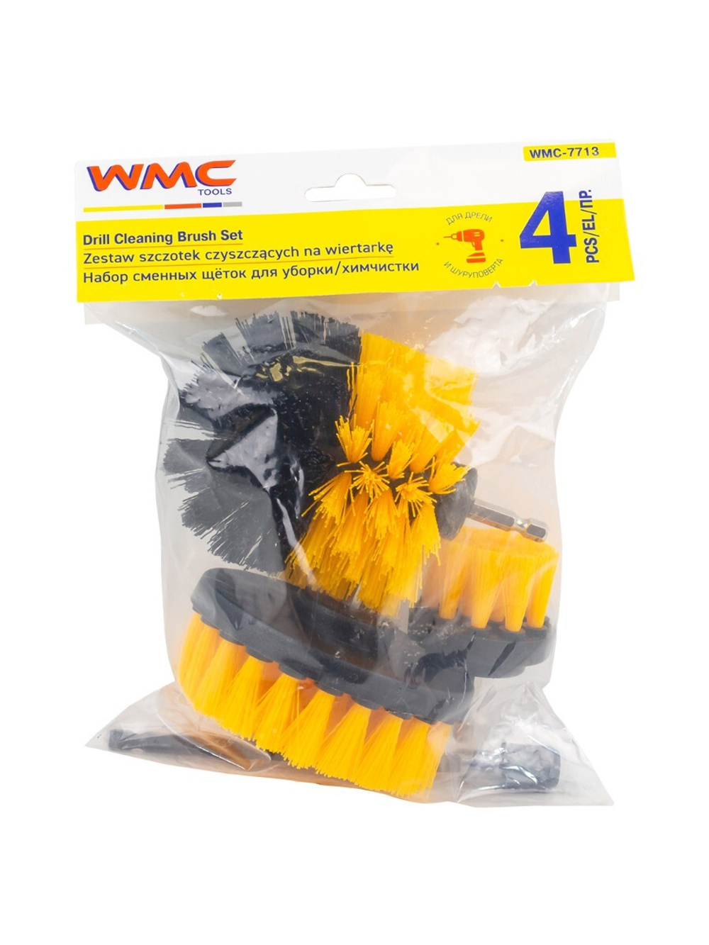 Щетки сменные для уборки, химчистки автомобиля, набор 4 пр. WMC TOOLS WMC-7713