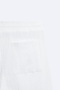 ZARA ШОРТЫ ИЗ РЕЛЬЕФНОЙ ТКАНИ, ЖЕЛТОВАТО-БЕЛЫЙ