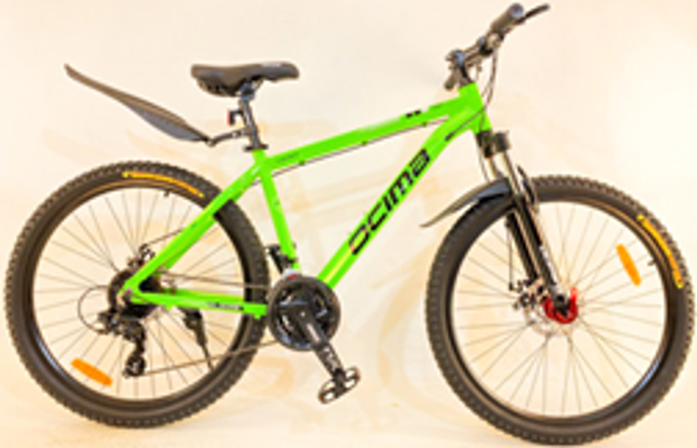 Велосипед Wolf 26" 21скор (Shimano, алюминиевая рама, диск тормоз, блок вилки) Зеленый (W-400)
