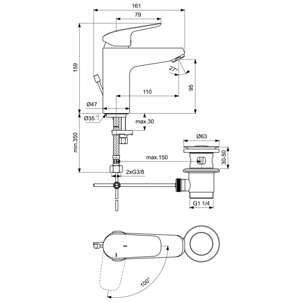 Смеситель Ideal Standard  CERAFLEX B1715AA для умывальника