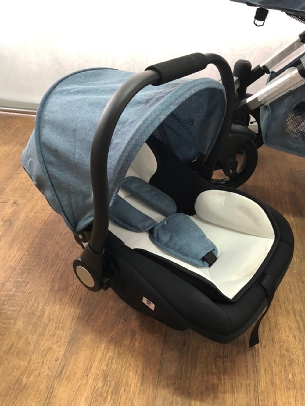 Коляска-трансформер 3в1 Luxmom 600G синий текстиль