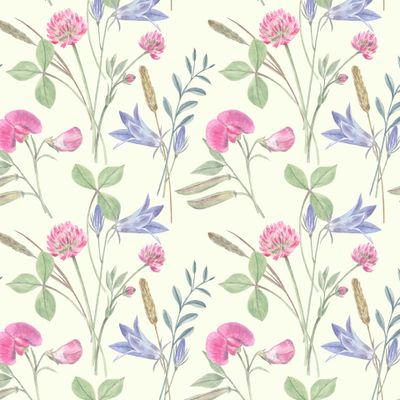 Полевые цветы на желто-зеленом