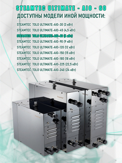 Steamtec TOLO AIO 60 - 6 кВт парогенератор для хамама и турецкой бани / Серия Premium