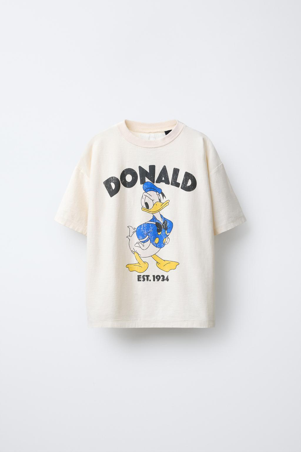 ZARA ФУТБОЛКА С ПРИНТОМ «ДОНАЛЬД ДАК» ©DISNEY, ЭКРЮ