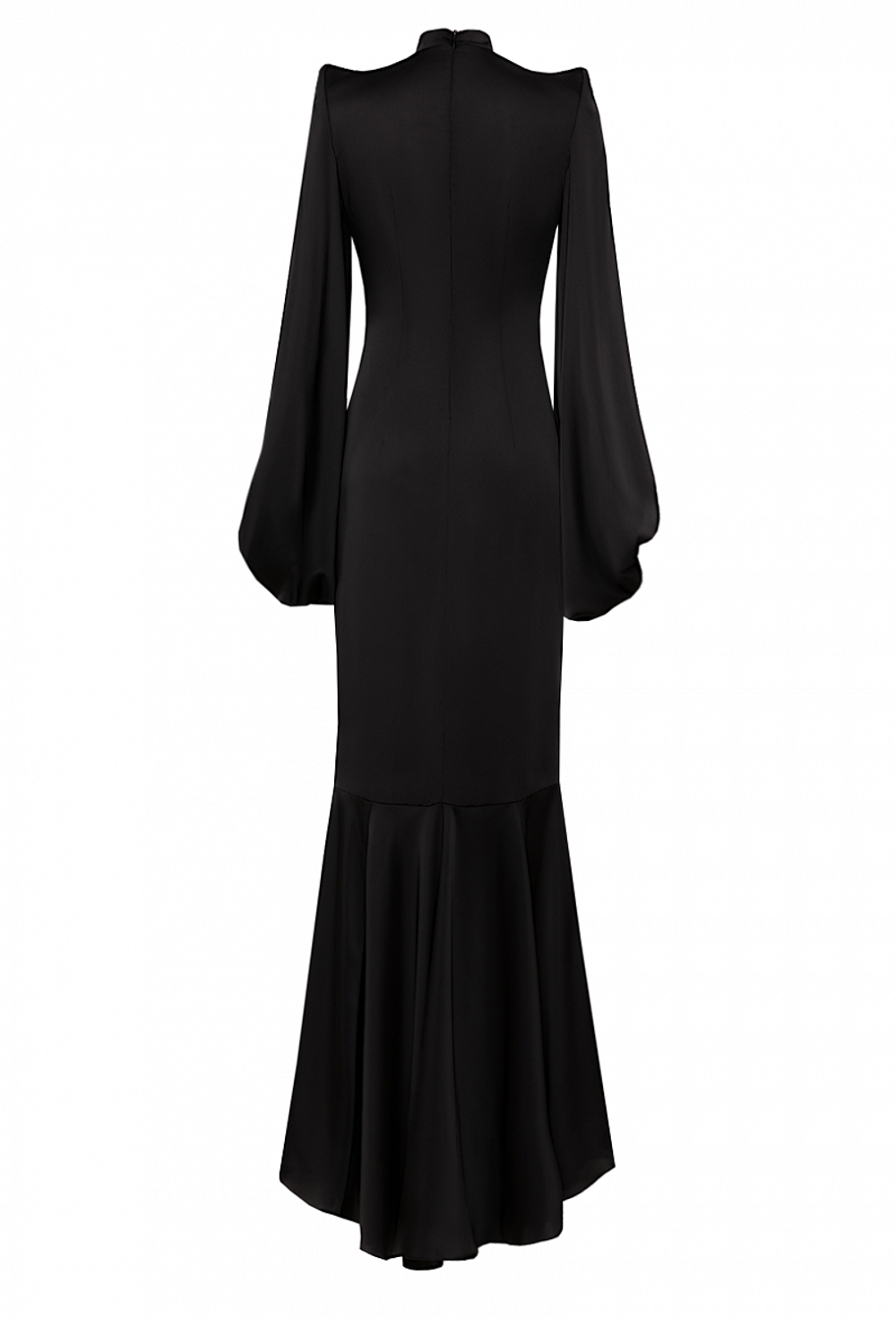 Платье чёрное силуэта "рыбка" воротник стойка 16-05-21SS