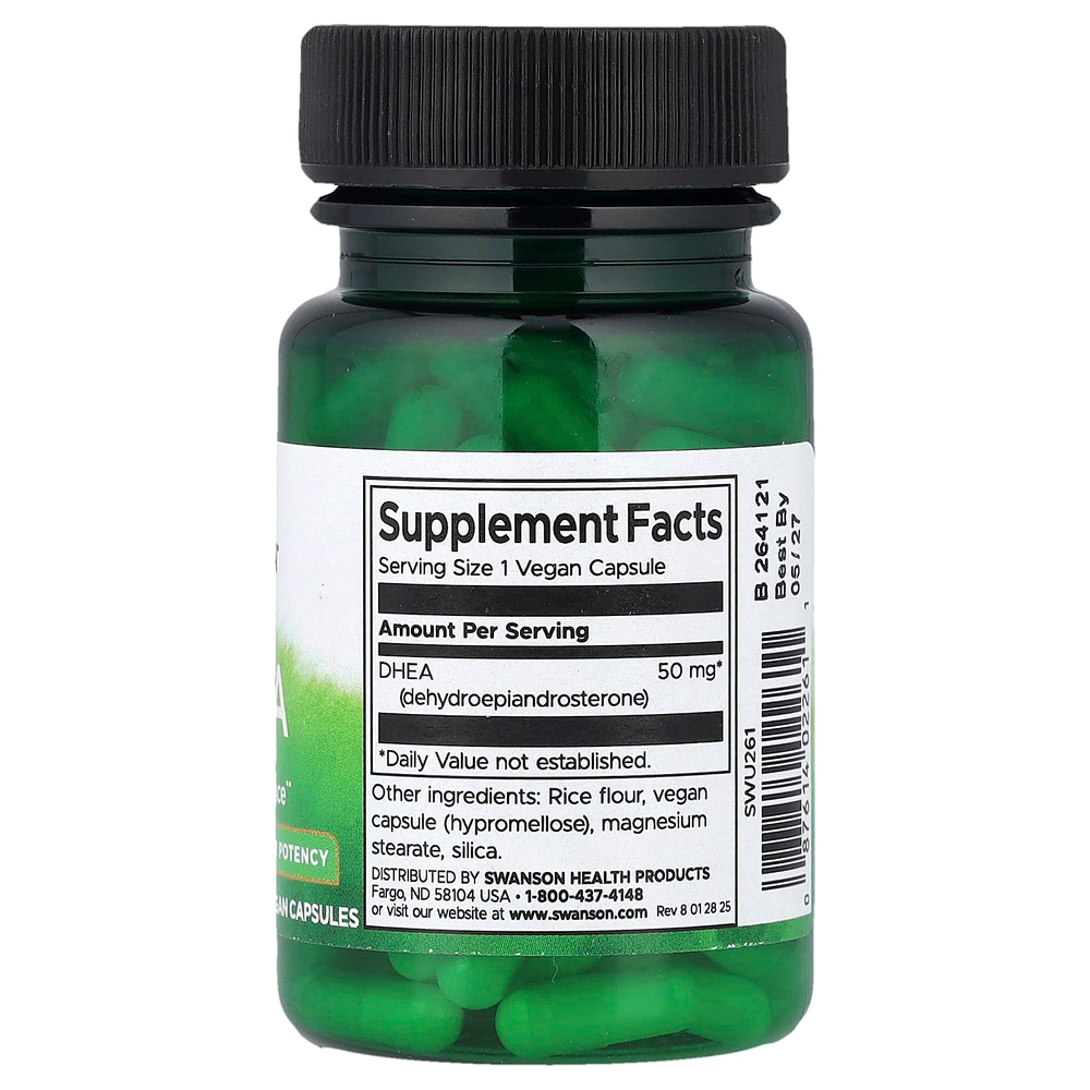 Swanson, DHEA, повышенная эффективность, 50 мг, 120 веганских капсул