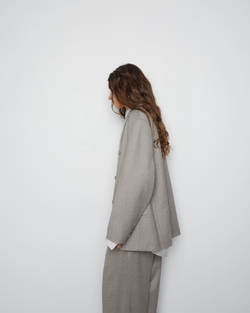 Жакет двубортный из шерсти Стелла Маккартни серо-бежевый