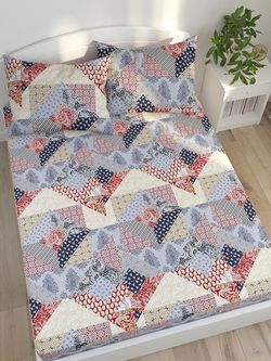 Постельное белье Сказка "Пэчворк" семейное Наволочка 50х70 см 2 шт Простынь на резинке 160х200 см Пододеяльник 145х215 см(2шт) , перкаль