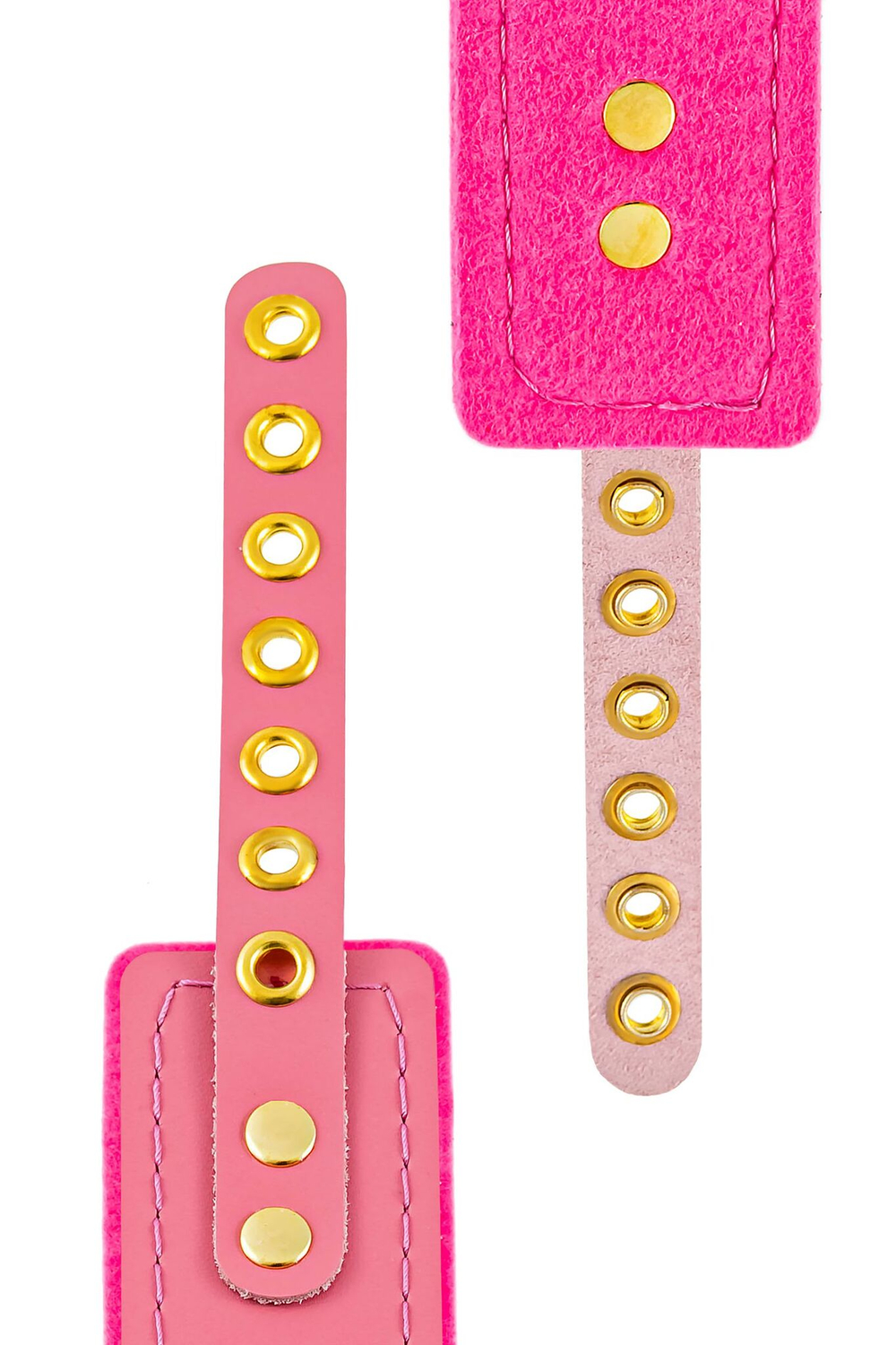 Розовый двуслойный кожаный ошейник с подкладкой из фетра (Цвет: розовый)