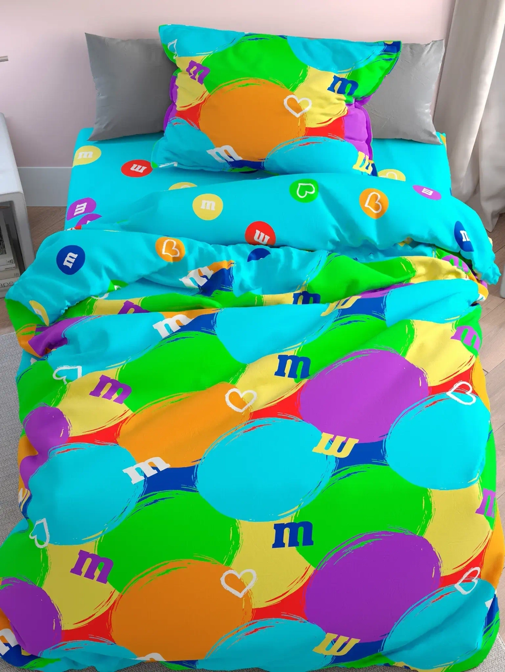 Постельное белье 1,5 бязь Павлина Конфетки с 1 нав. 70*70