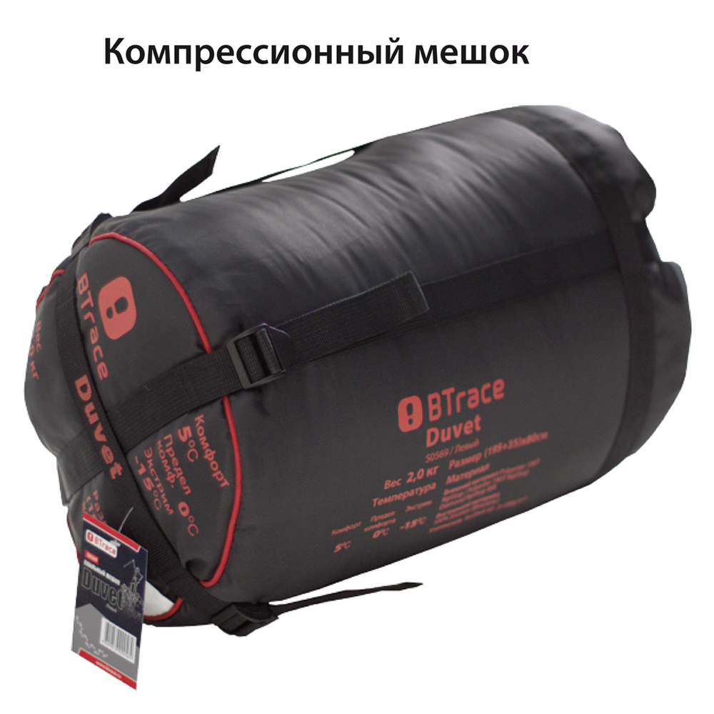 Спальный мешок BTrace  Duvet,  Синий 0°,артикул 	S0569/S0570
