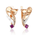 Серьги «Обольщение» с английским замком из комбинированного золота с гранатом