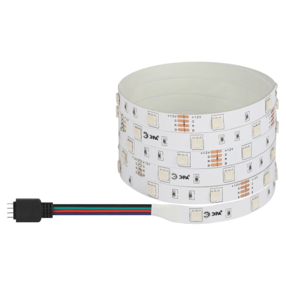 Светодиодная лента ЭРА LS5050-7,2-30-12-RGB-IP20 1 year-5m многоцветная 1 год | Светодиодные ленты 12В 1 год