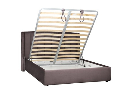 Кровать с подъемным механизмом Garda Decor лилово-серая ODRY1К-160M-Vel19+Vel09