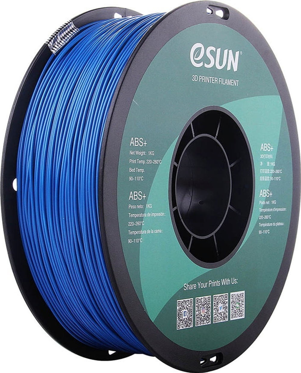 ПЛАСТИК ДЛЯ 3D ПРИНТЕРОВ ESUN ABS+ BLUE/1.75MM/1KG/ROLL