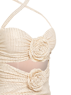 Мини-платье с цветочными аппликациями