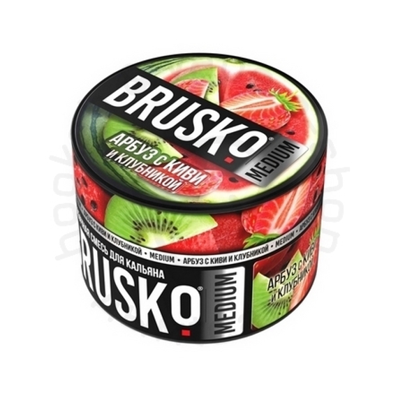 Бестабачная смесь для кальяна BRUSKO, 50 г, Арбуз с киви и клубникой, Medium (М)