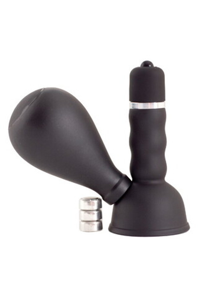 Вибратор на сосок с грушей черный 8 см