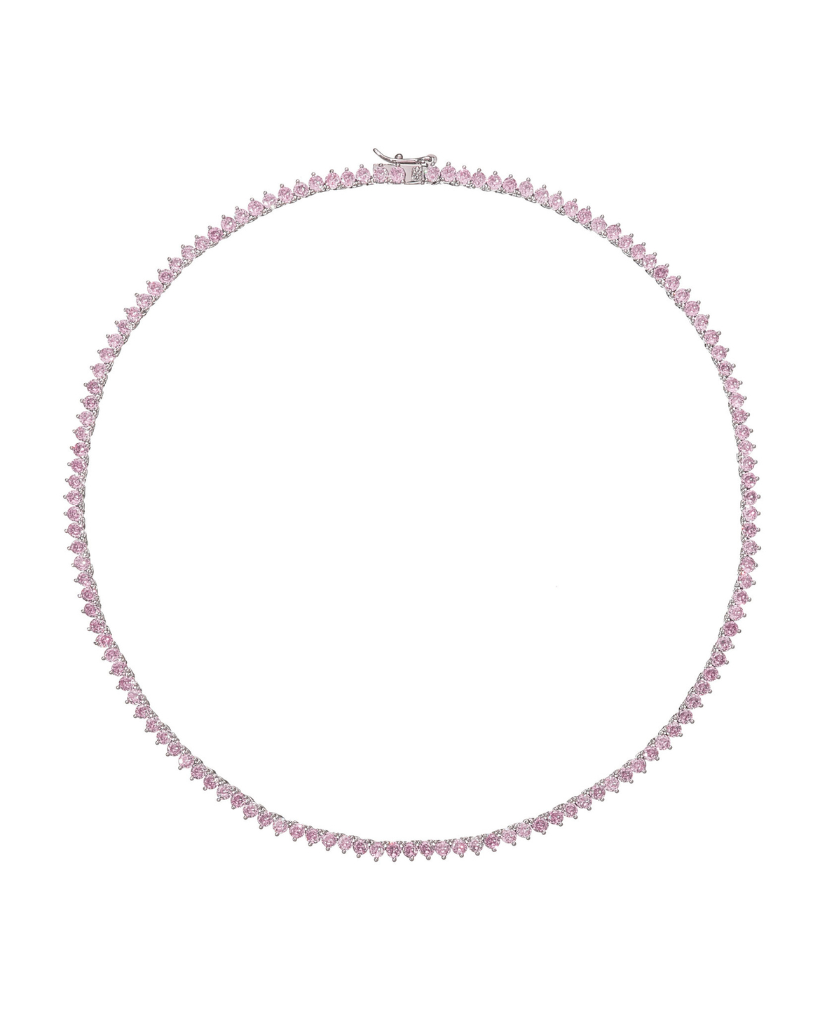 серебряное колье с розовыми цирконами