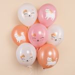 Шар (12''/30 см) Кошечка с бантом, Ассорти, пастель, 1 ст, 25 шт.