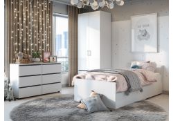 Комод Валенсия белый текстурный широкий