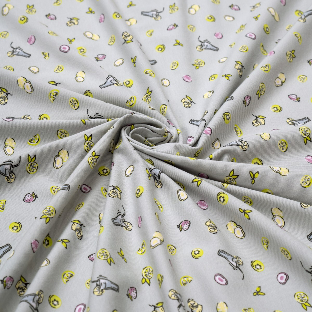 Кулирная гладь с рисунком, 92% хлопок, 8% ПУ(эластан), 175 гр/м2, св.серый/св.зелёный (21232)