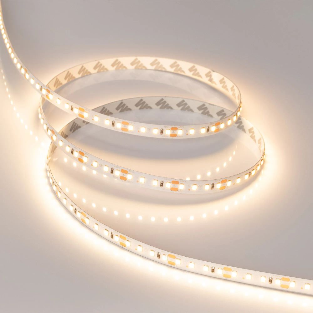 Светодиодная лента RT-A120-10mm 48V Warm3000 (9.6 W/m, IP20, 2835, 30m) (Arlight, Открытый) 032189
