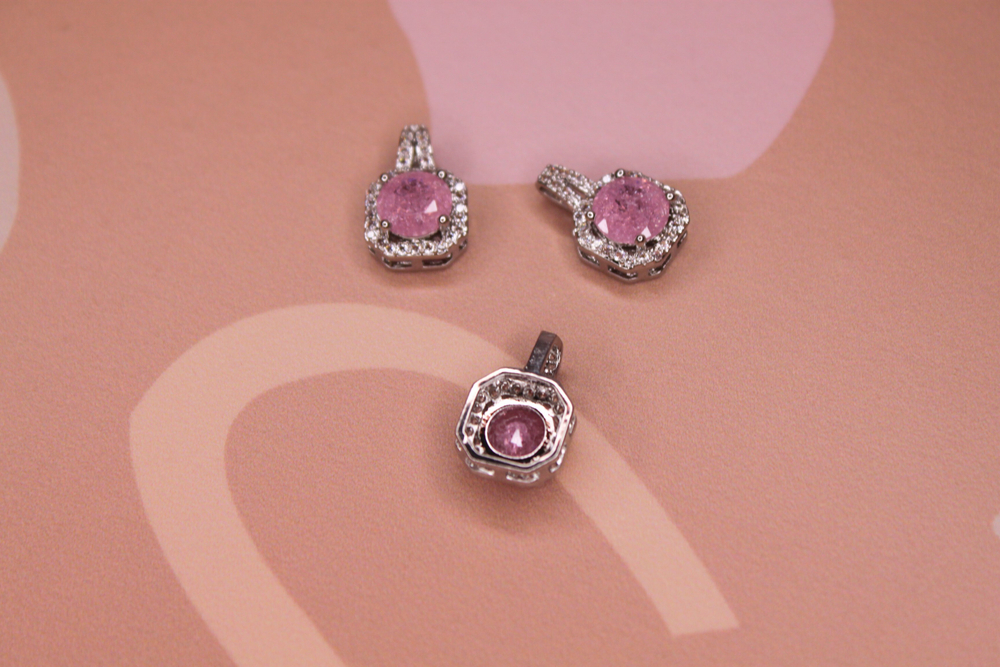 Подвеска кристалл 17х11 мм розовая