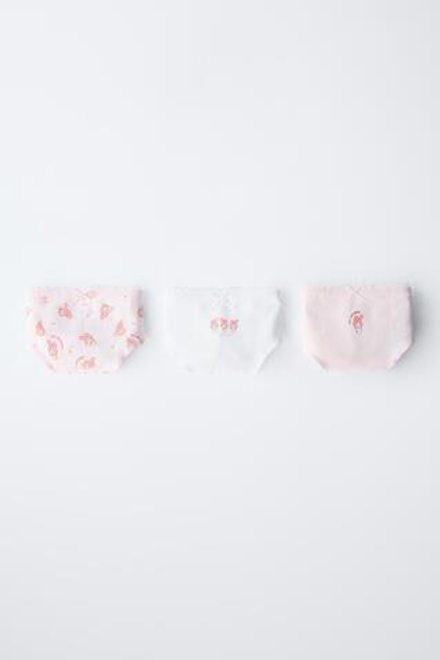 ZARA НАБОР ИЗ ТРЕХ ТРУСОВ MY MELODY AND CINNAMOROLL © SANRIO, РОЗОВЫЙ