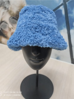 Панама меховая тёплая зимняя, синяя, SilverFox