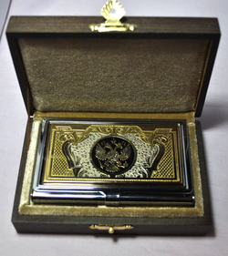 Визитница сувенирная "Герб РФ" №8 (Златоуст) в футляре