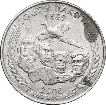 25 центов (1/4 доллара, квотер) 2006 США «Штат Южная Дакота» (P)