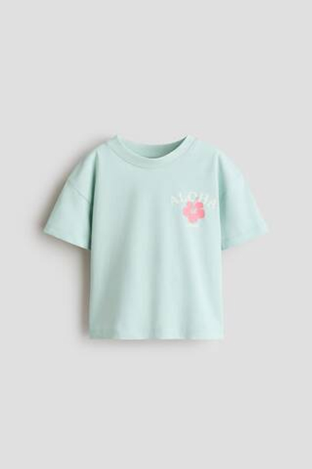 H&M Футболка с принтом, светло-бирюзовый