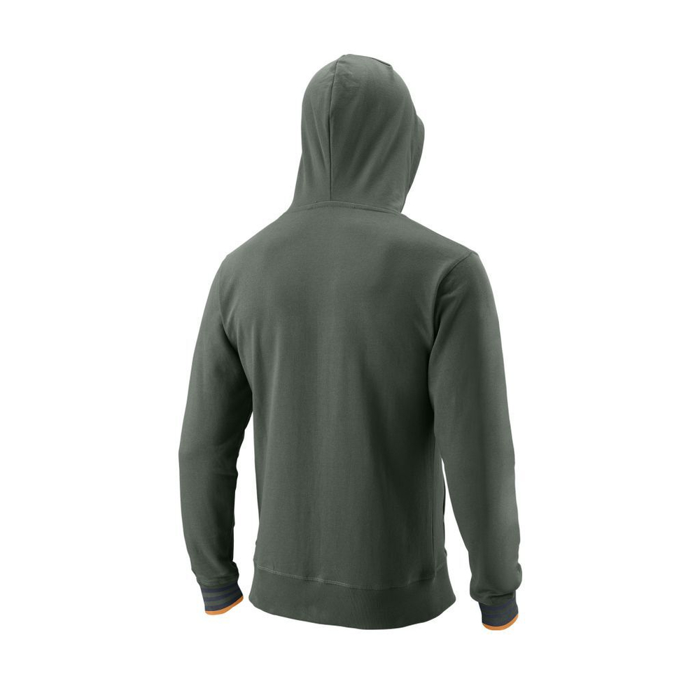 Мужская кофта теннисная Wilson Script Eco Cotton FZ Hoody Slimfit - thyme