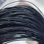 Шнур, натуральная кожа, цвет чёрный глянец, 1мм